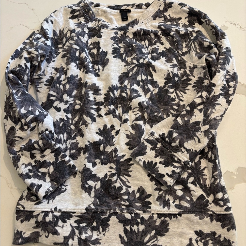 J.Crew Black and White Patterned Crewneck Sweater
